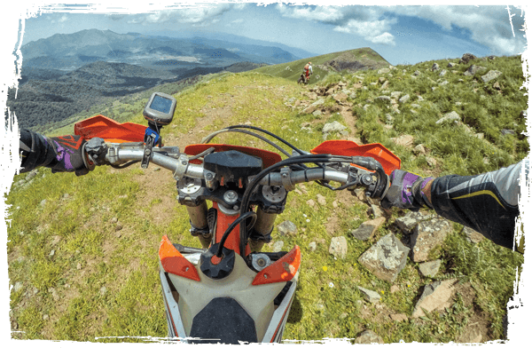 Trail Riding POV on mountain top in Wales